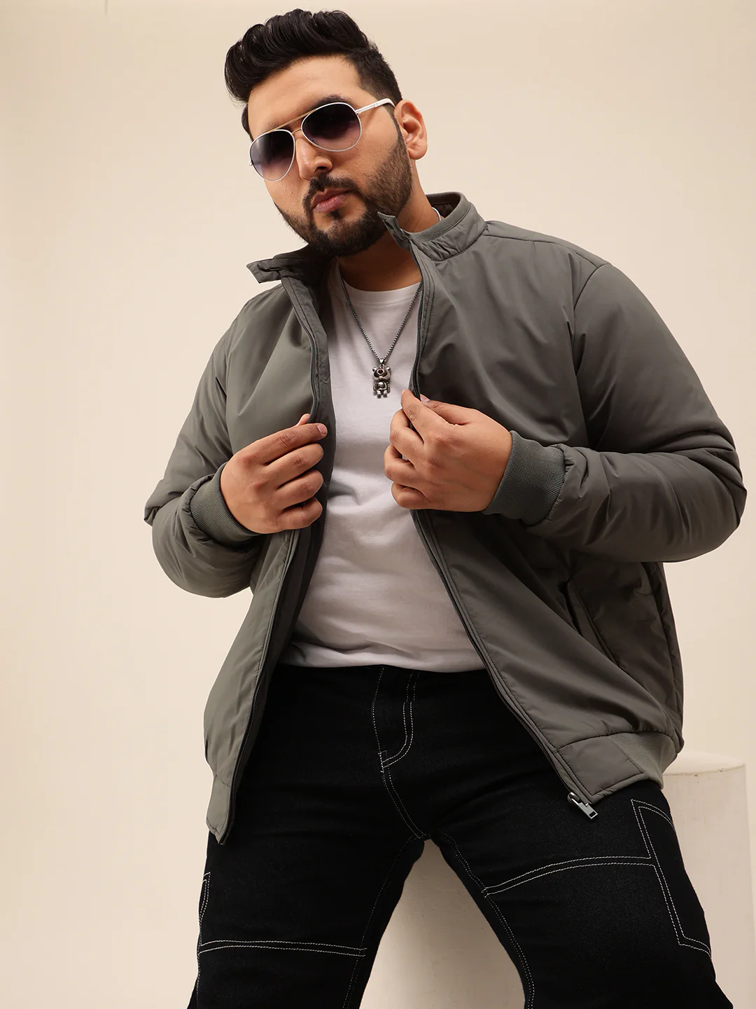 Heavy Duty Grey Bomber Jacket - Image 2