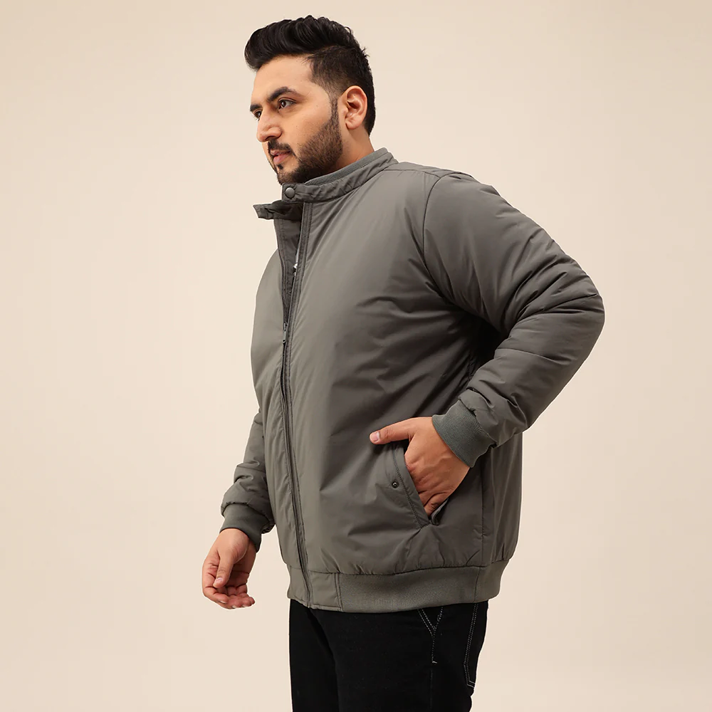 Heavy Duty Grey Bomber Jacket - Image 3