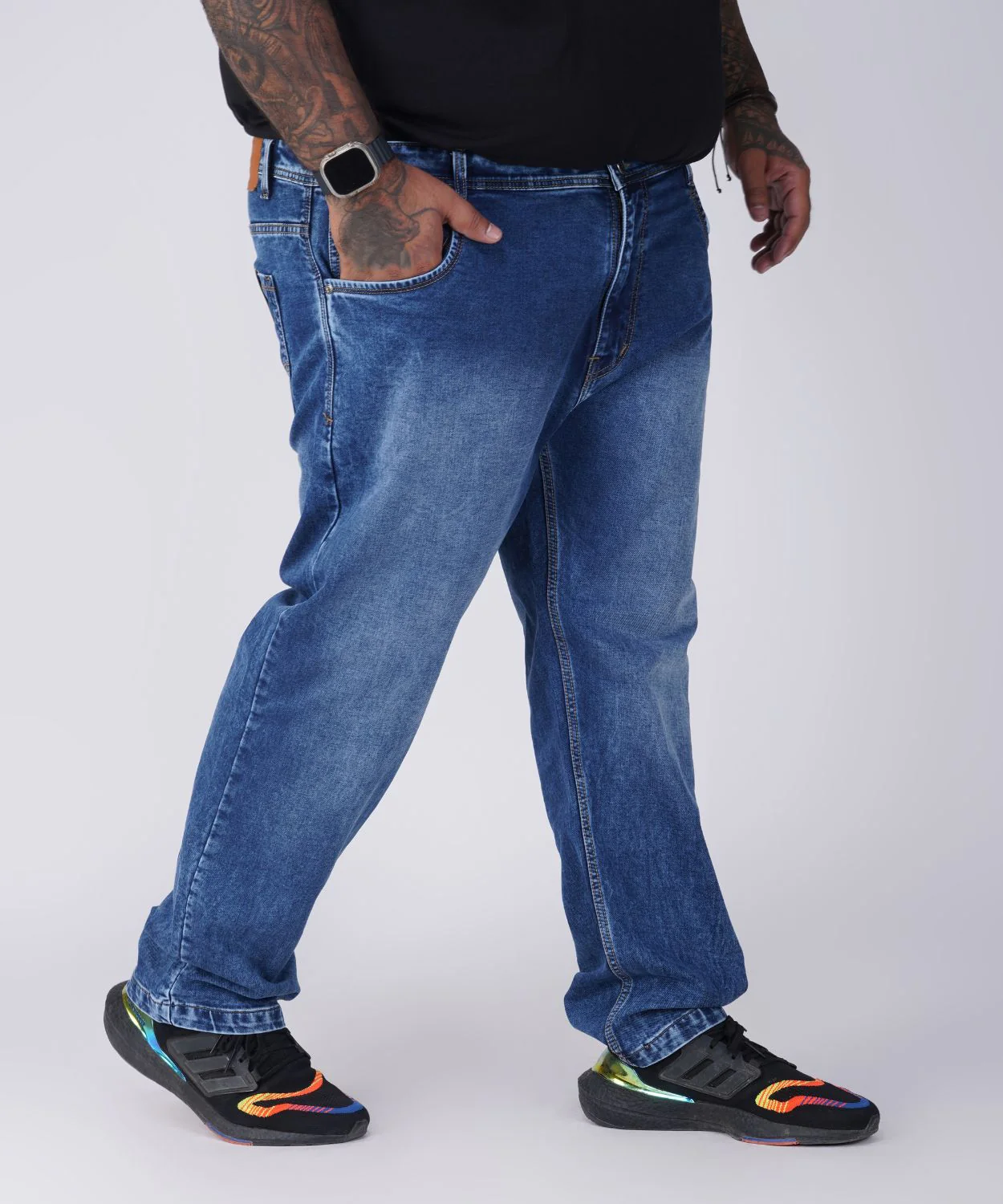 Plus Size Men Blue Comfort Fit Jeans - Image 5