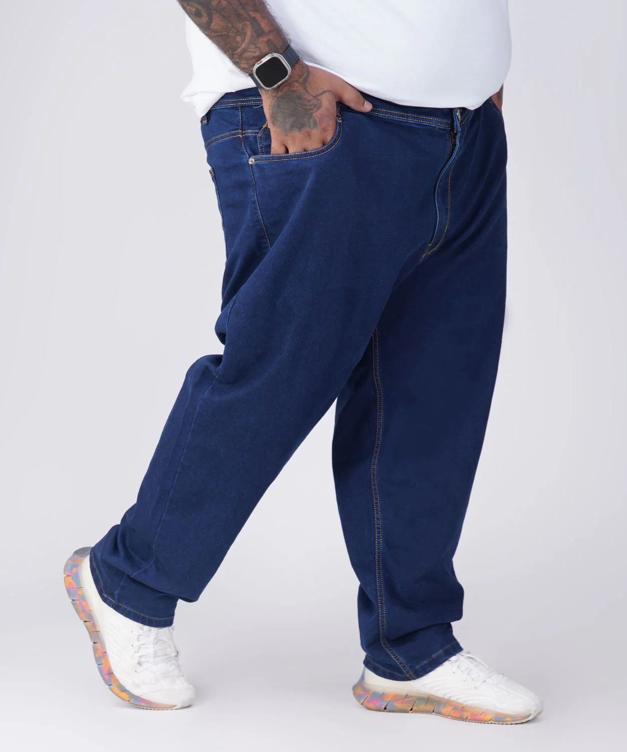 Plus Size Men Dark Blue Comfort Fit Jeans - Image 5