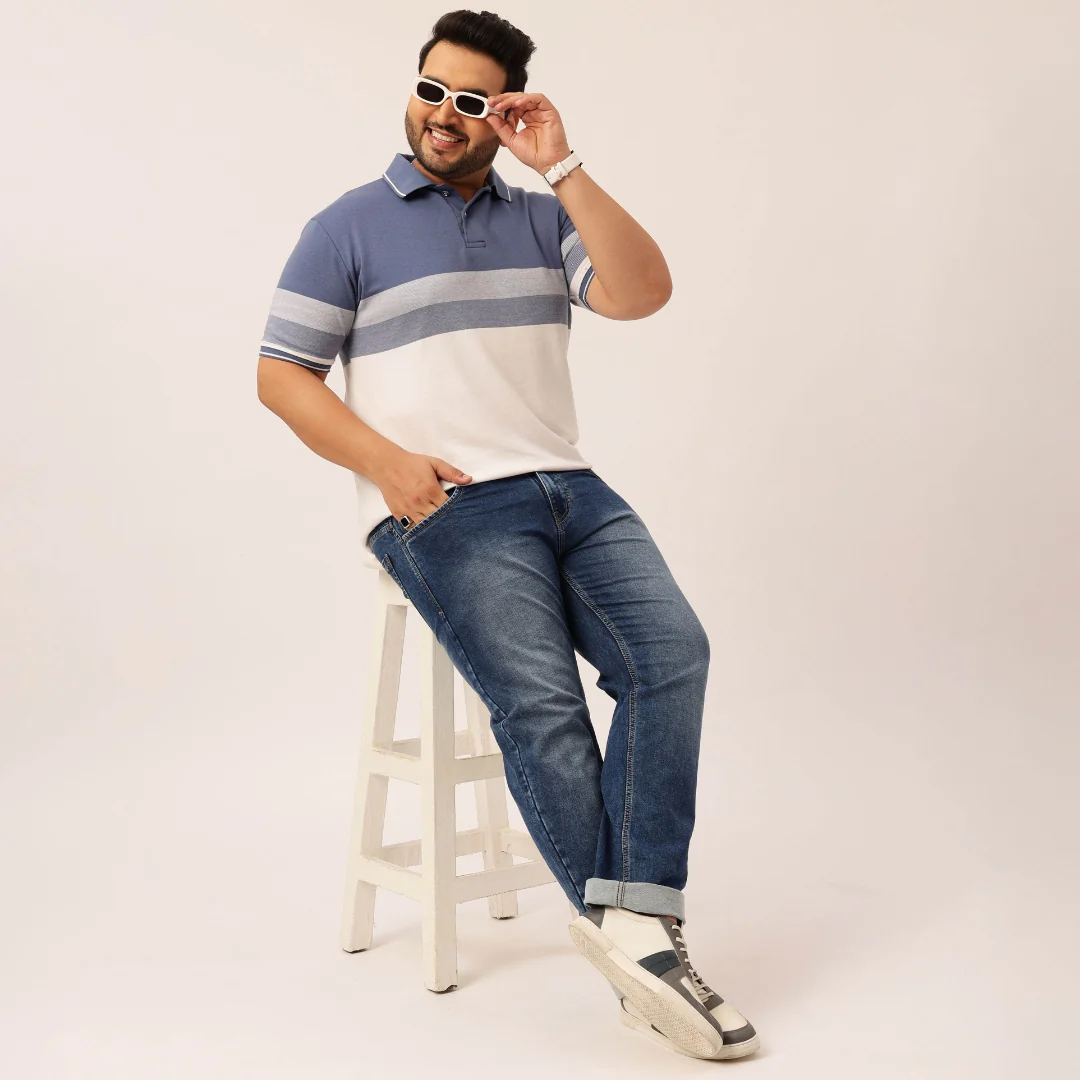Plus Size Men Lightly Faded Blue Comfort Fit Jeans - Image 3