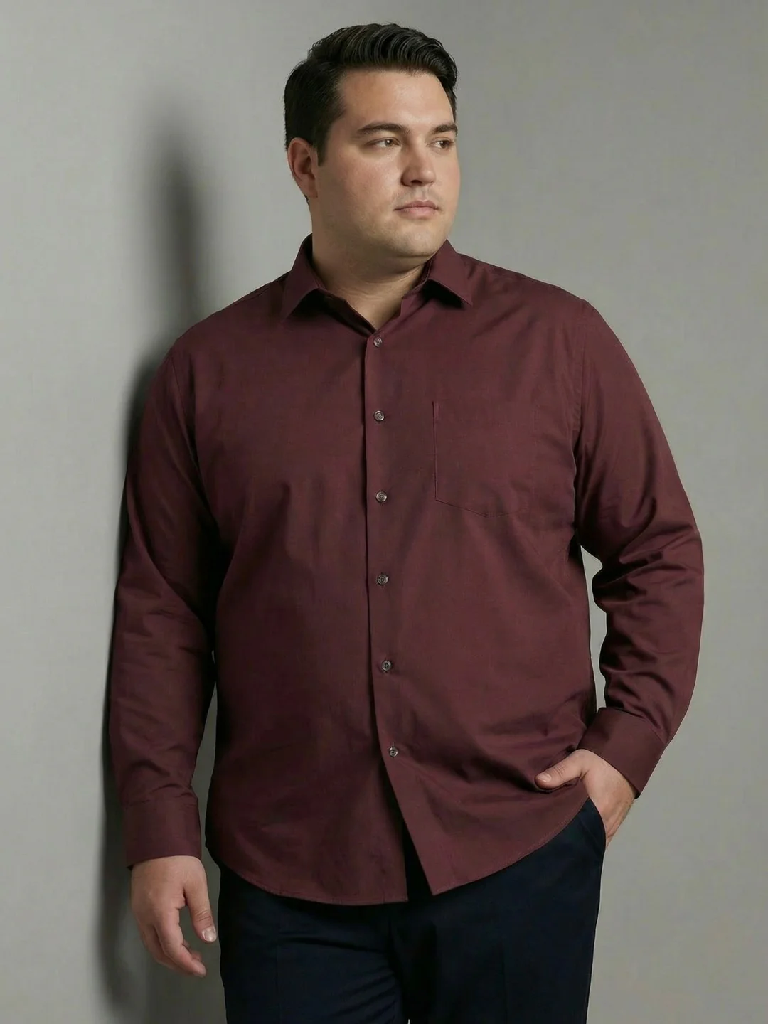 Premium Poplin Solid Plus Size Shirt - Image 16