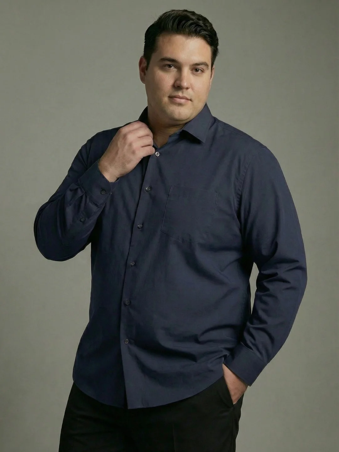 Premium Poplin Solid Plus Size Shirt - Image 7