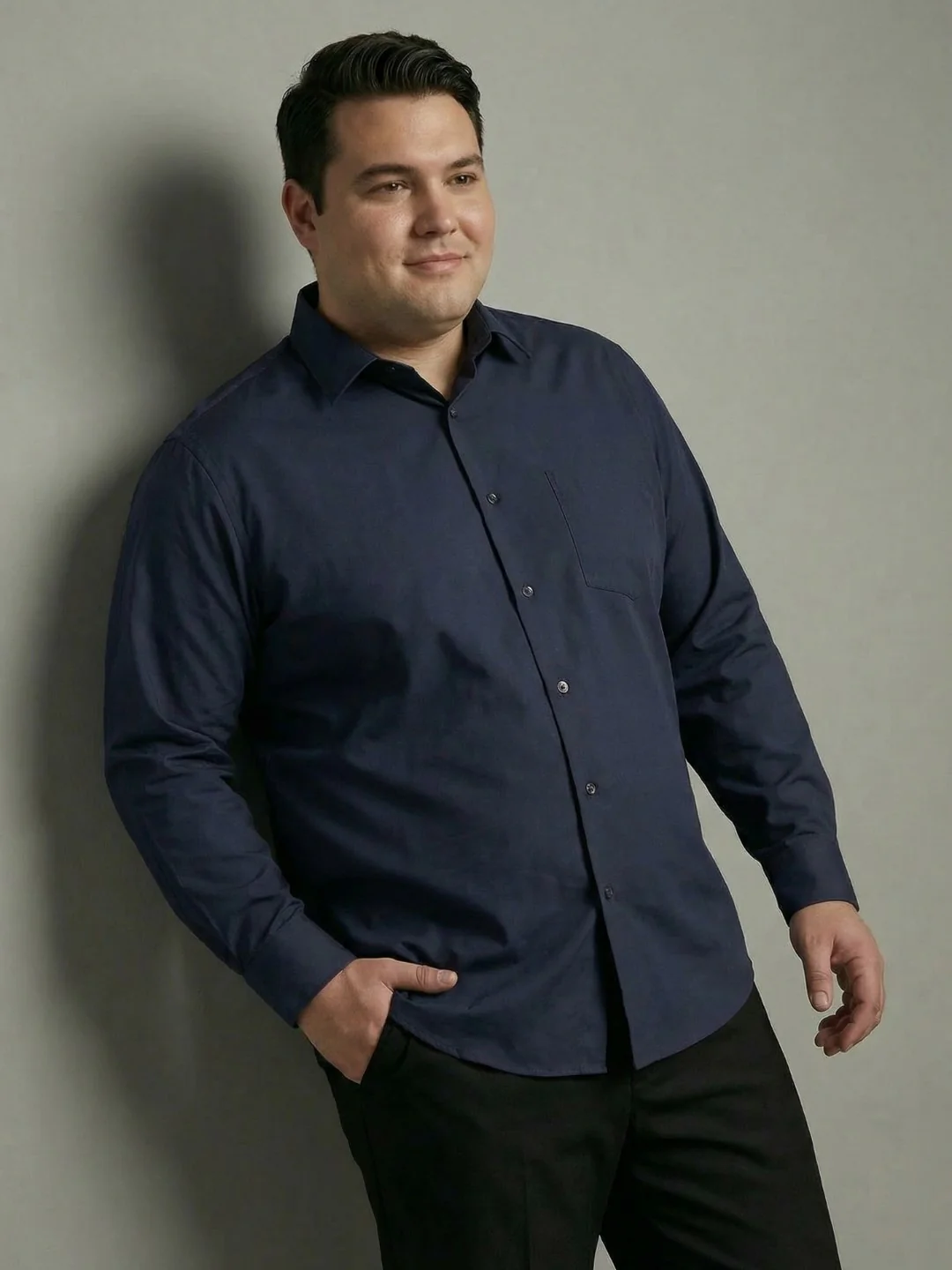 Premium Poplin Solid Plus Size Shirt - Image 9