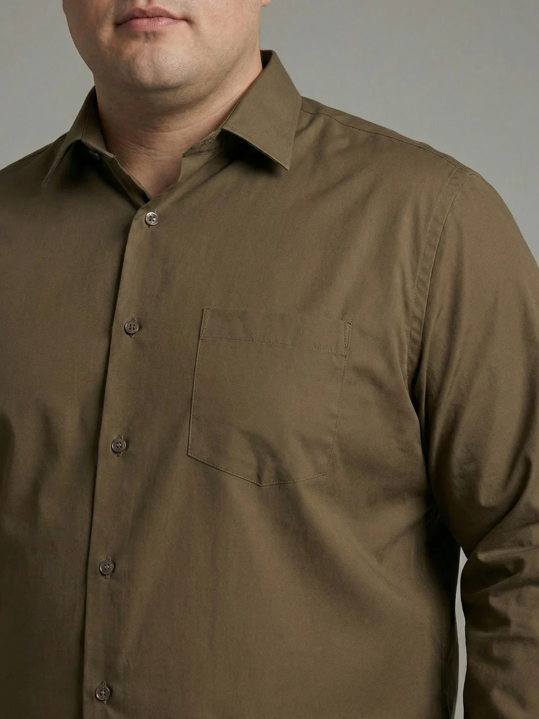 Premium Poplin Solid Plus Size Shirt - Image 3