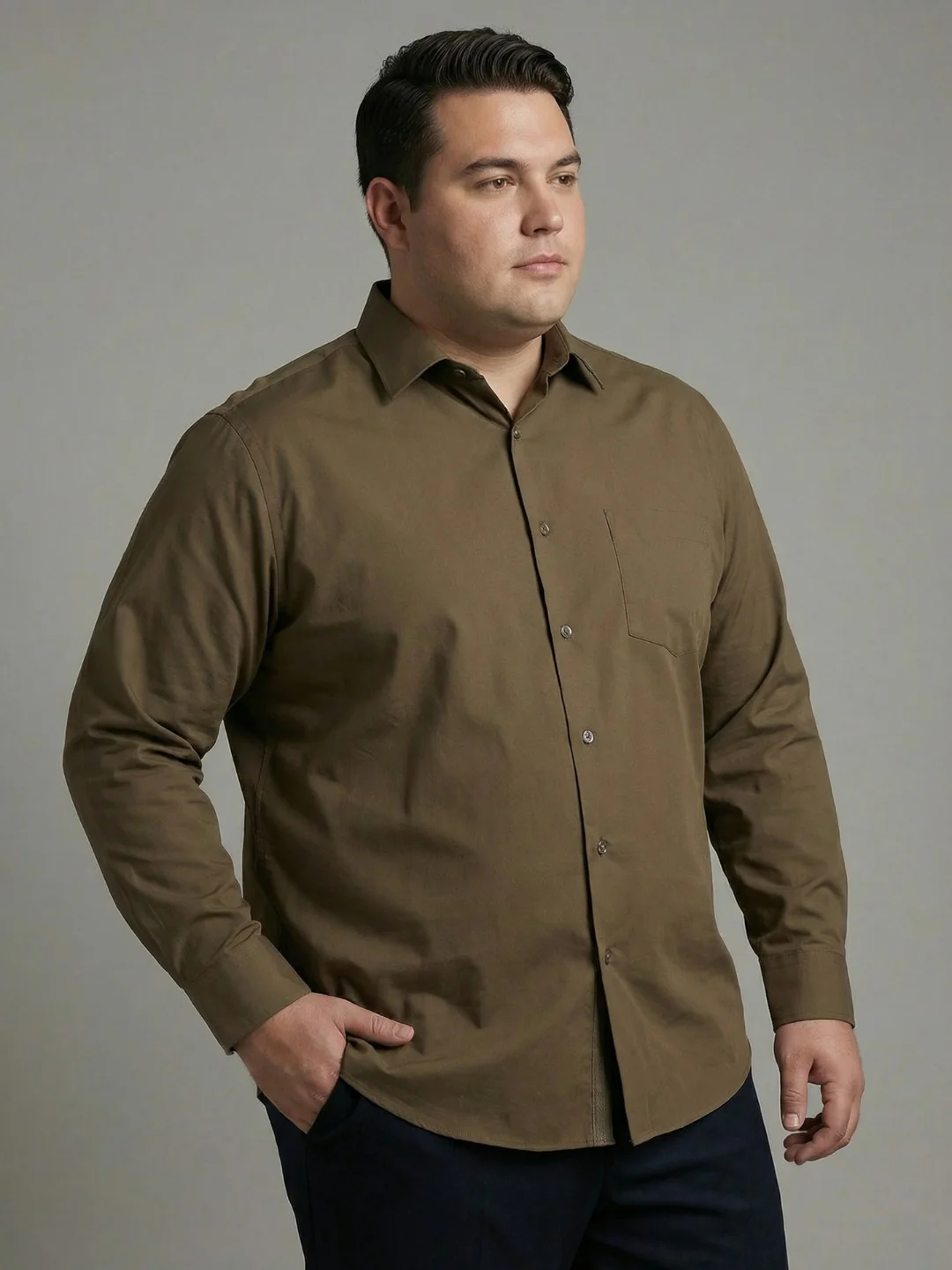 Premium Poplin Solid Plus Size Shirt - Image 4