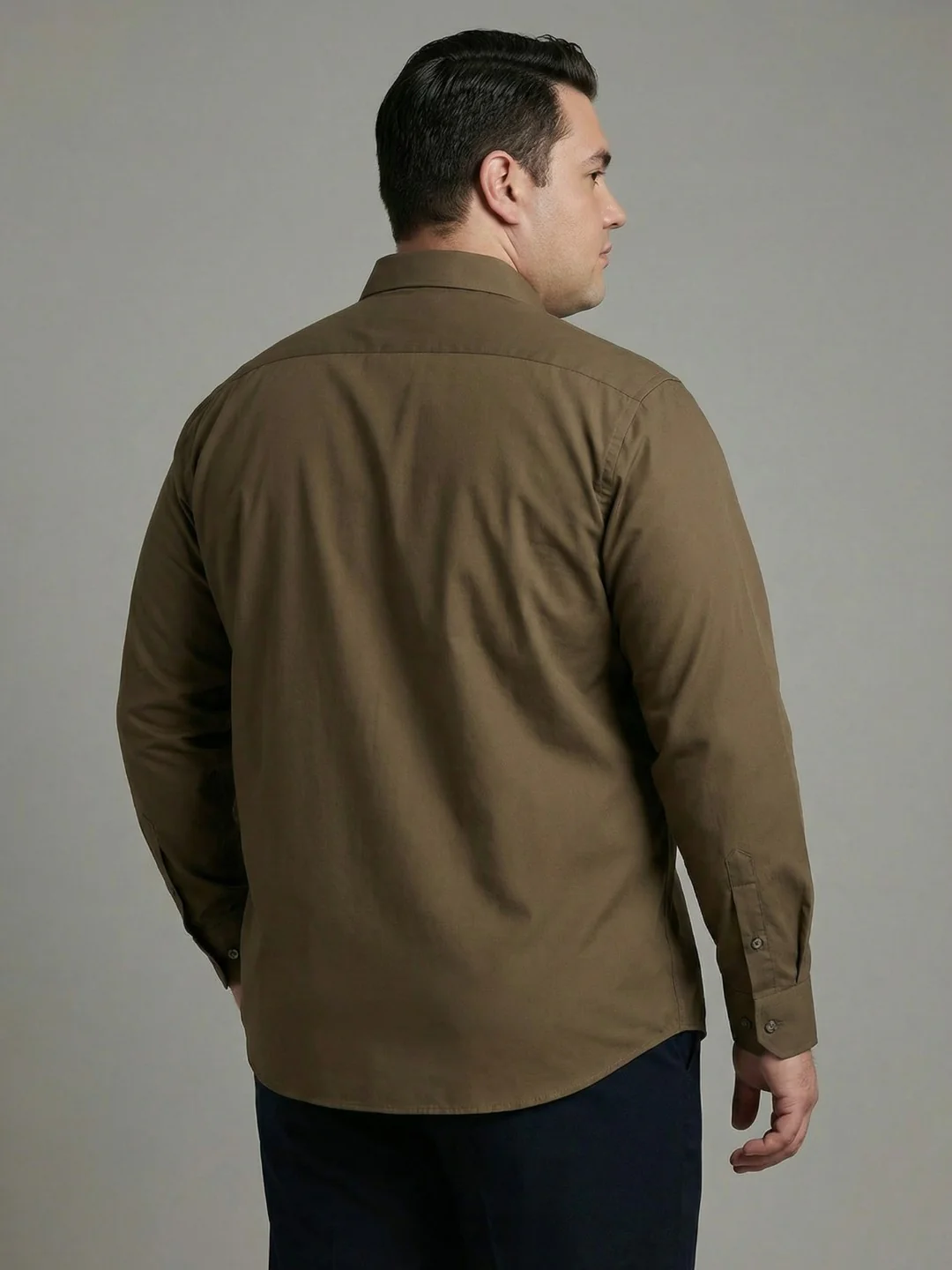 Premium Poplin Solid Plus Size Shirt - Image 5