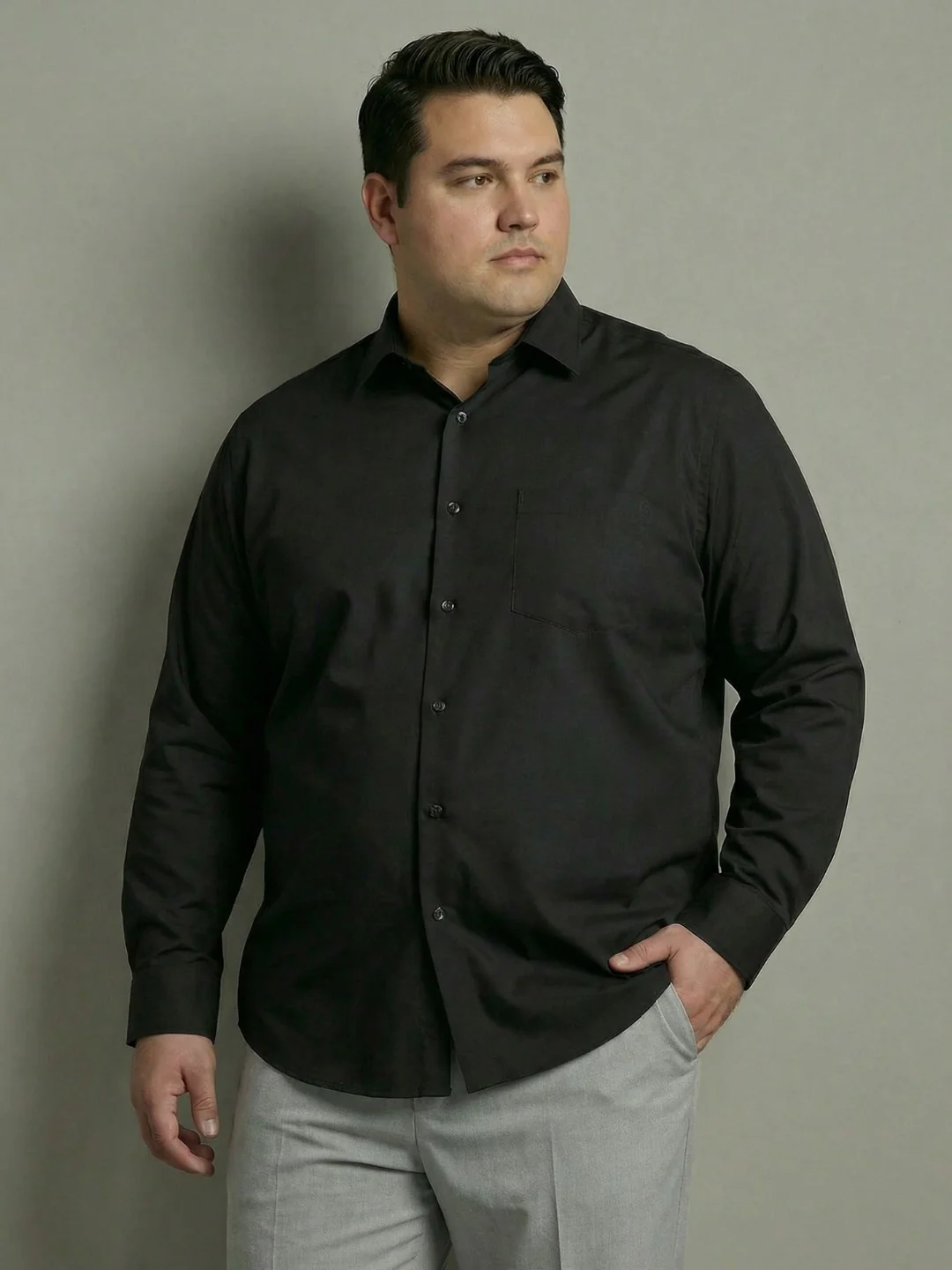 Premium Poplin Solid Plus Size Shirt - Image 24