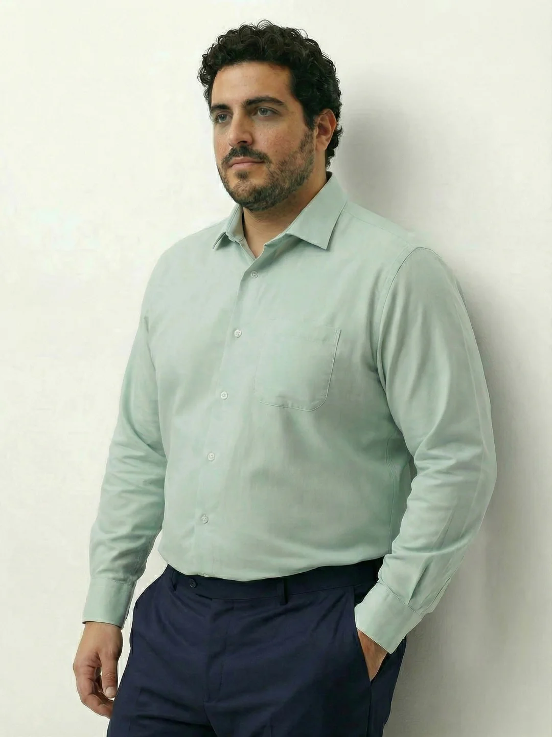 Premium Stretch Oxford Solid Plus Size Shirt - Image 11