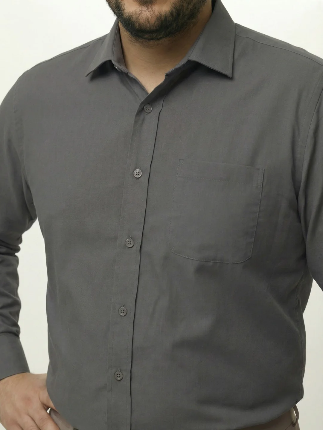 Premium Stretch Oxford Solid Plus Size Shirt - Image 8