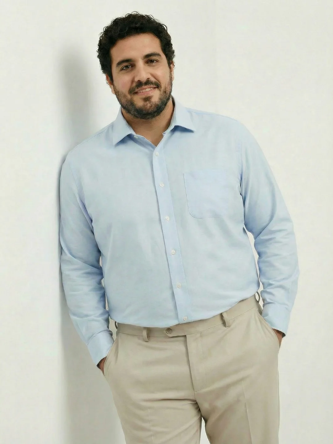 Premium Stretch Oxford Solid Plus Size Shirt - Image 2