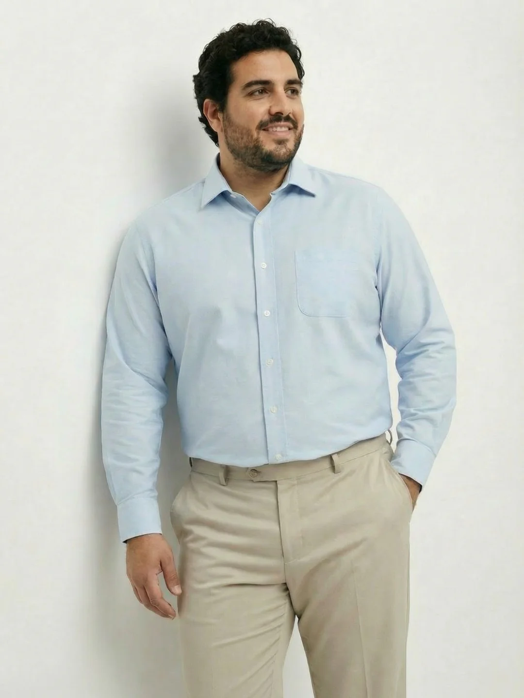 Premium Stretch Oxford Solid Plus Size Shirt - Image 4