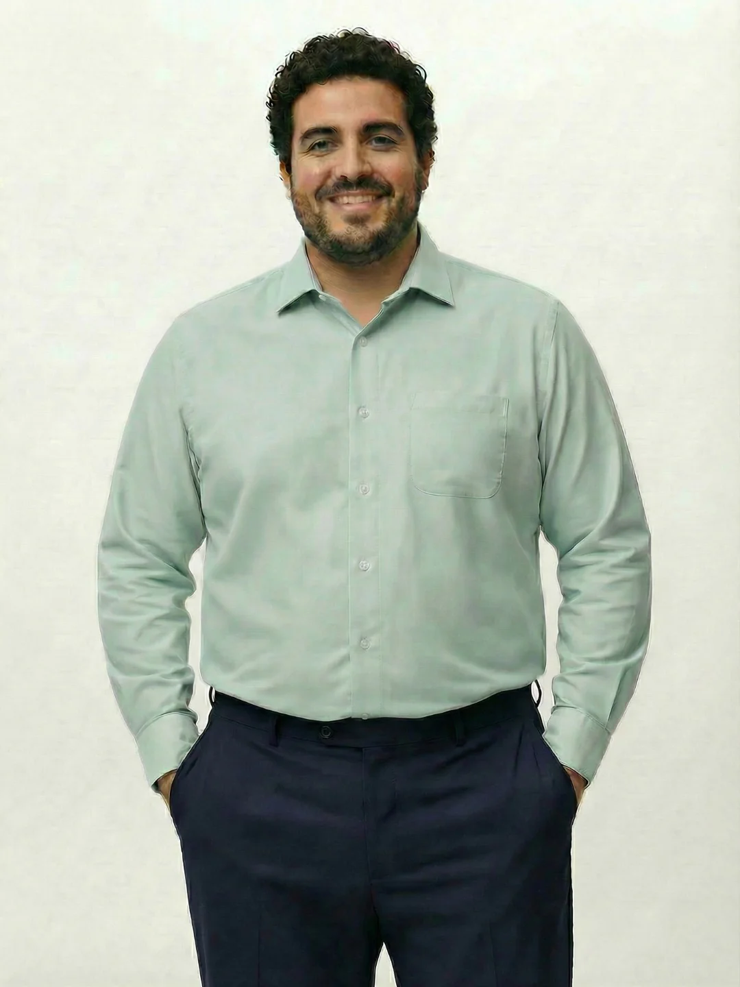 Premium Stretch Oxford Solid Plus Size Shirt - Image 12