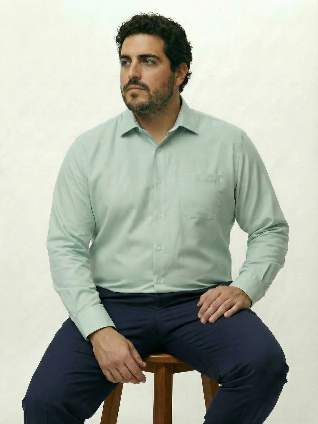 Premium Stretch Oxford Solid Plus Size Shirt - Image 14