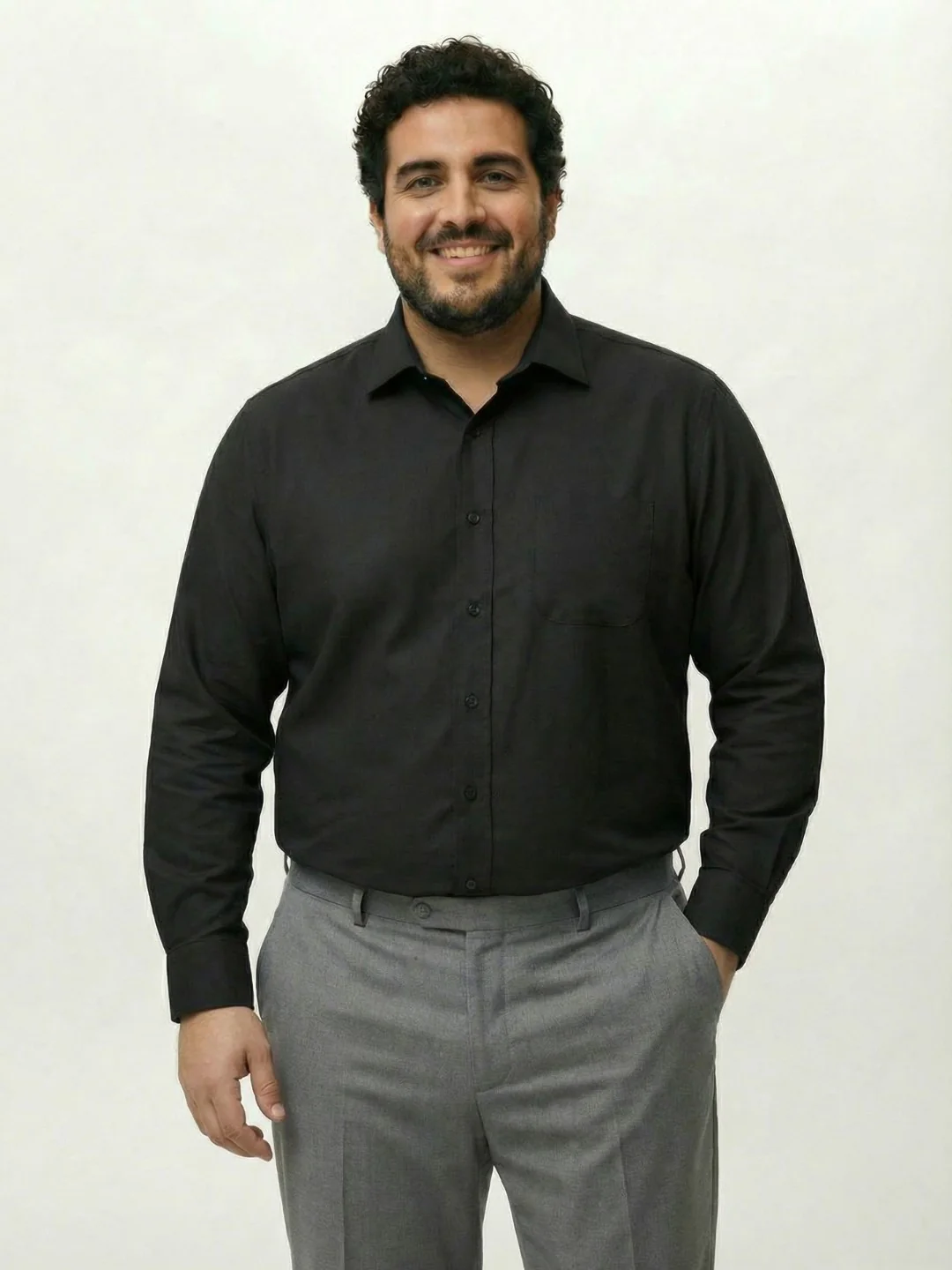 Premium Stretch Oxford Solid Plus Size Shirt - Image 16