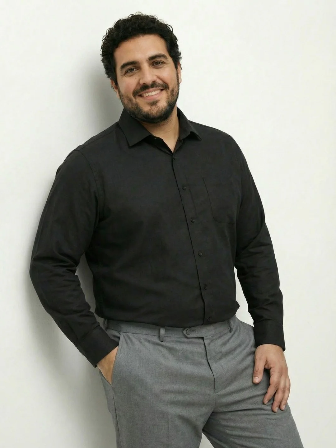 Premium Stretch Oxford Solid Plus Size Shirt - Image 17