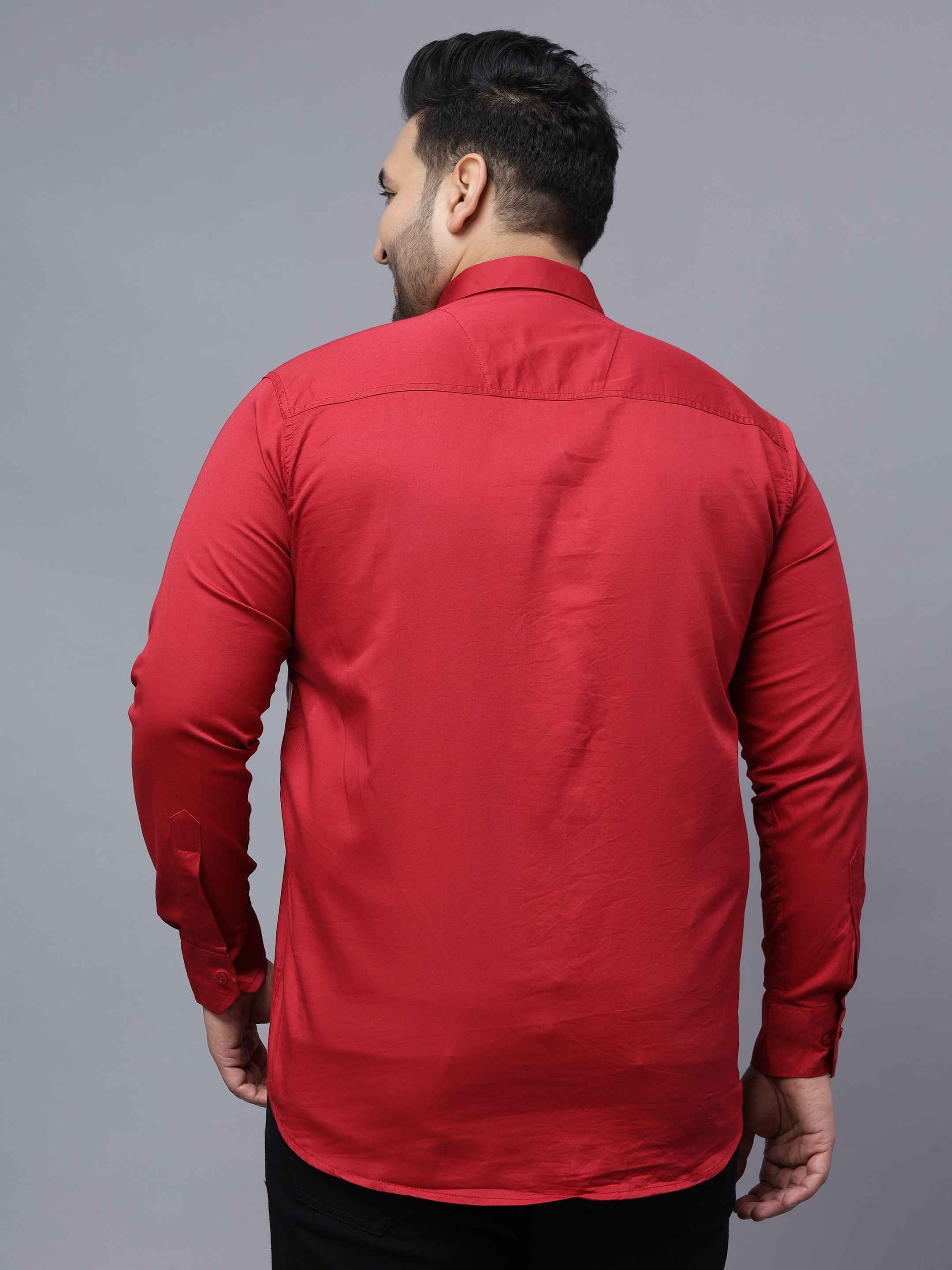 Red Triple Striped Cut n Sew Plus Size Shirt - Image 5