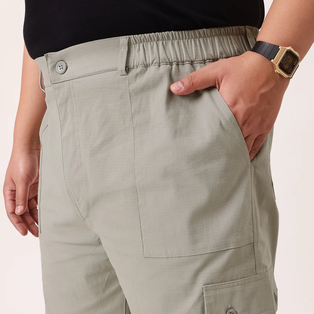 Ribstop Textured 6 Pocket Plus Size Cargo - Image 4