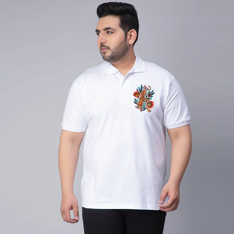 Roaring Tiger Plus Size Polo T-shirt - Image 4
