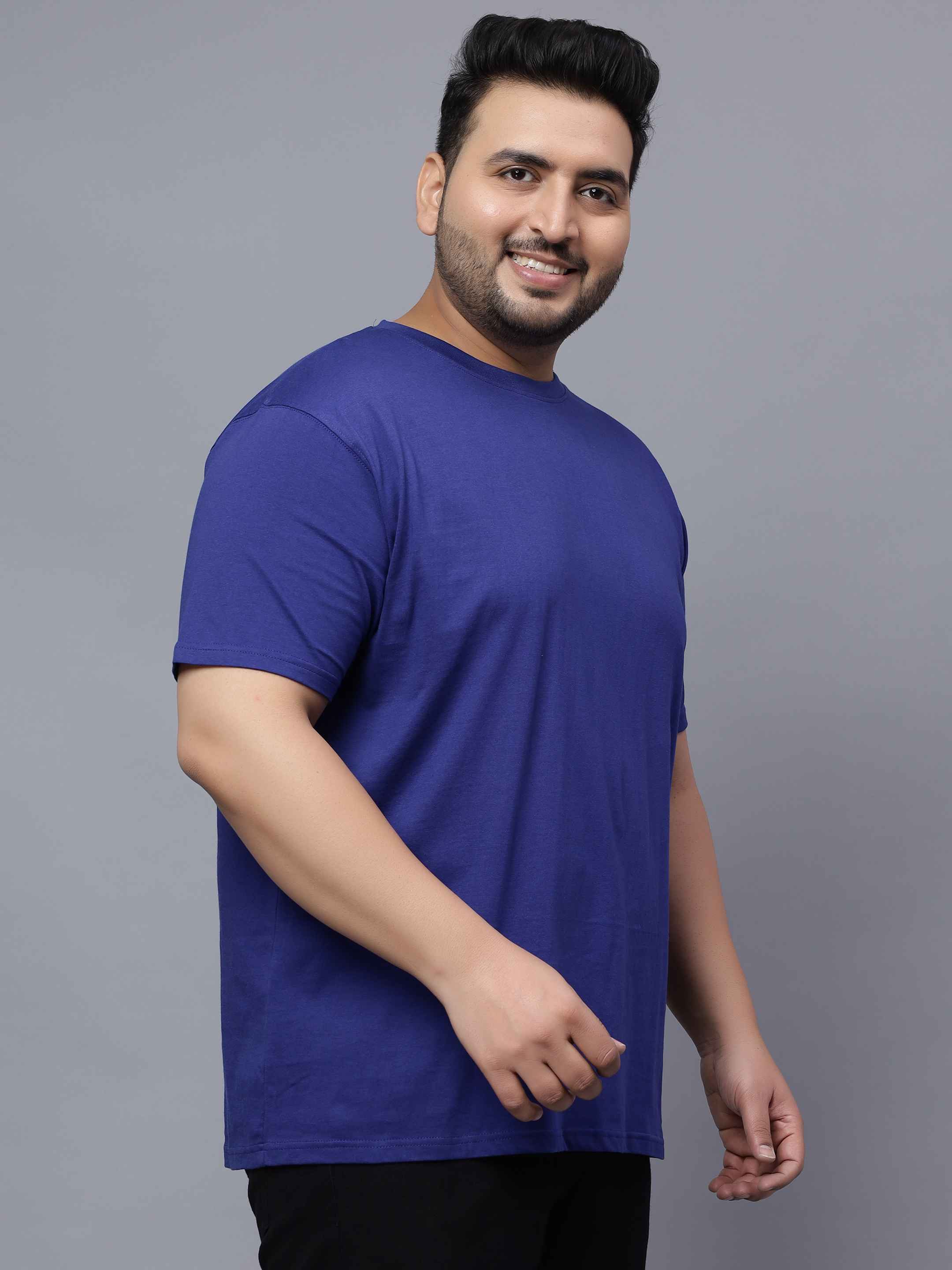 Royal Blue | Solid Round Neck Men's T-Shirt - Image 3