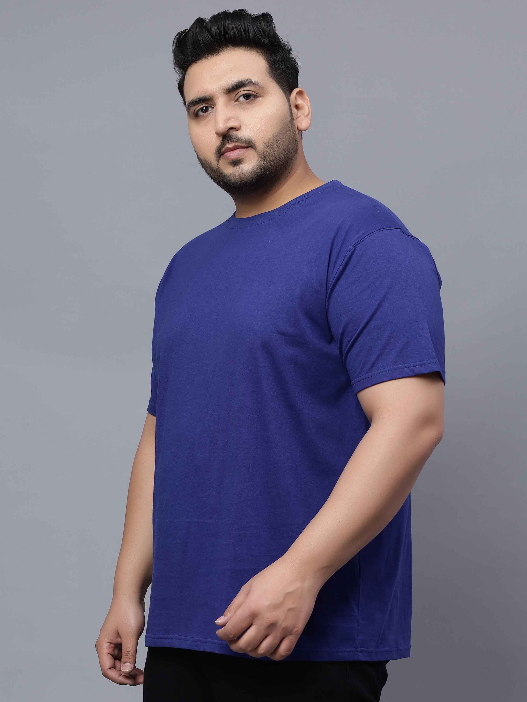 Royal Blue | Solid Round Neck Men's T-Shirt - Image 4