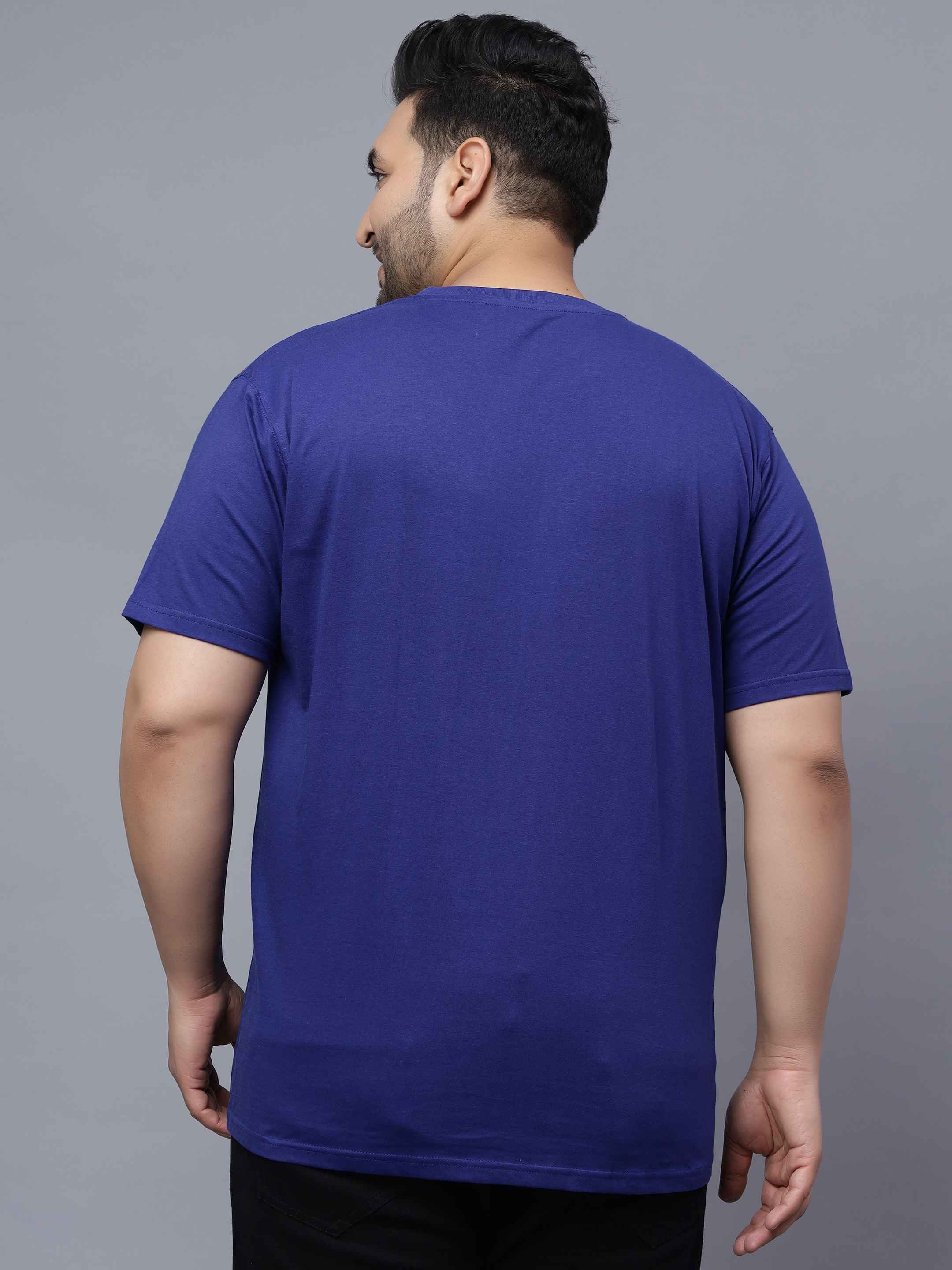 Royal Blue | Solid Round Neck Men's T-Shirt - Image 7