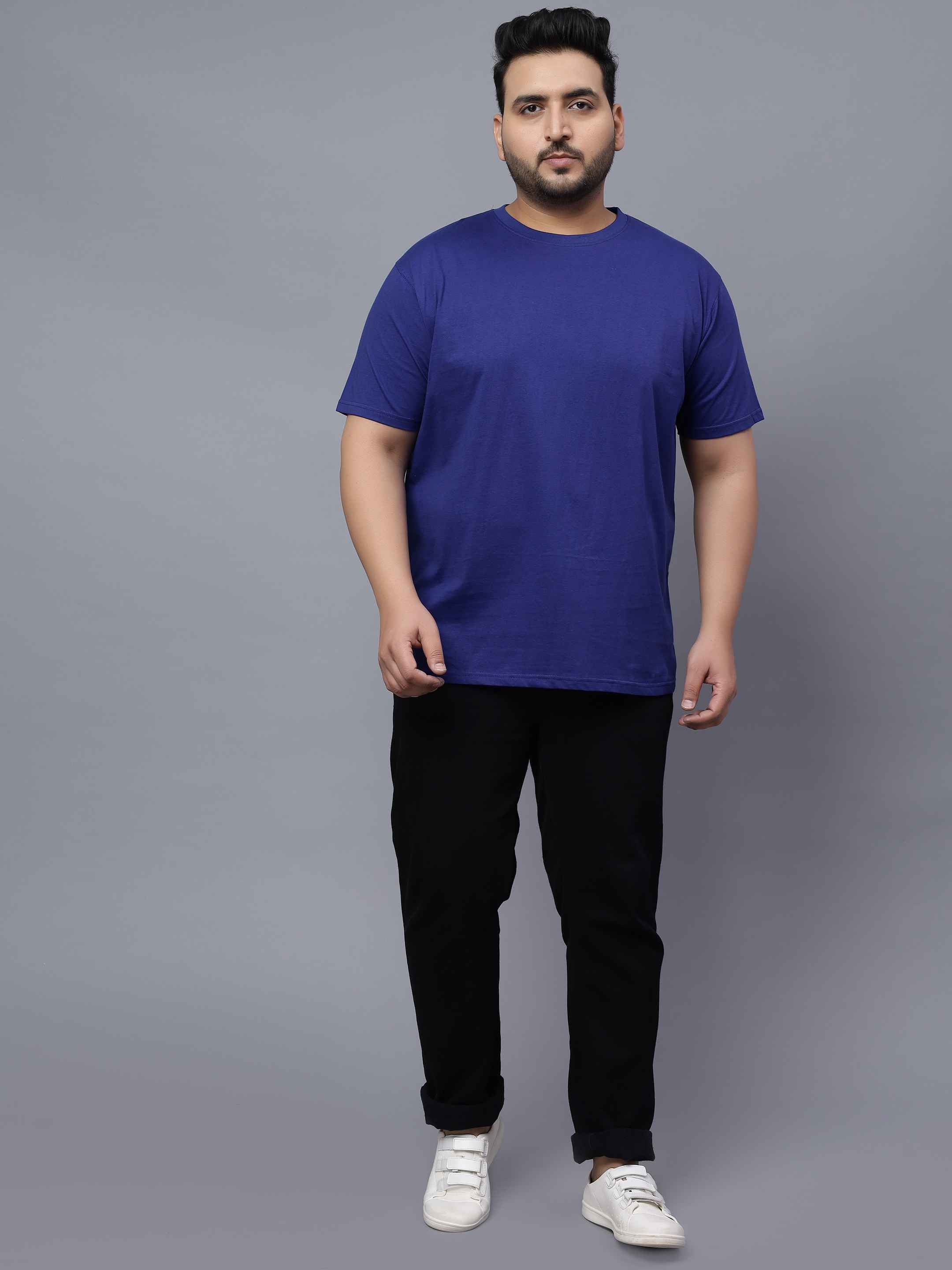 Royal Blue | Solid Round Neck Men's T-Shirt - Image 8