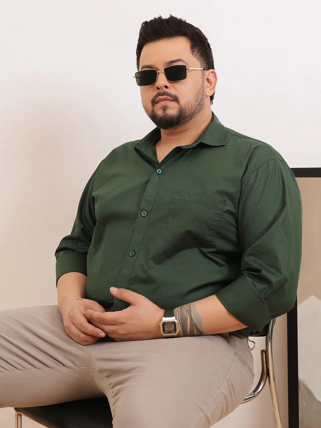 Satin Stretchable Premium Plus Size Shirt - Image 7