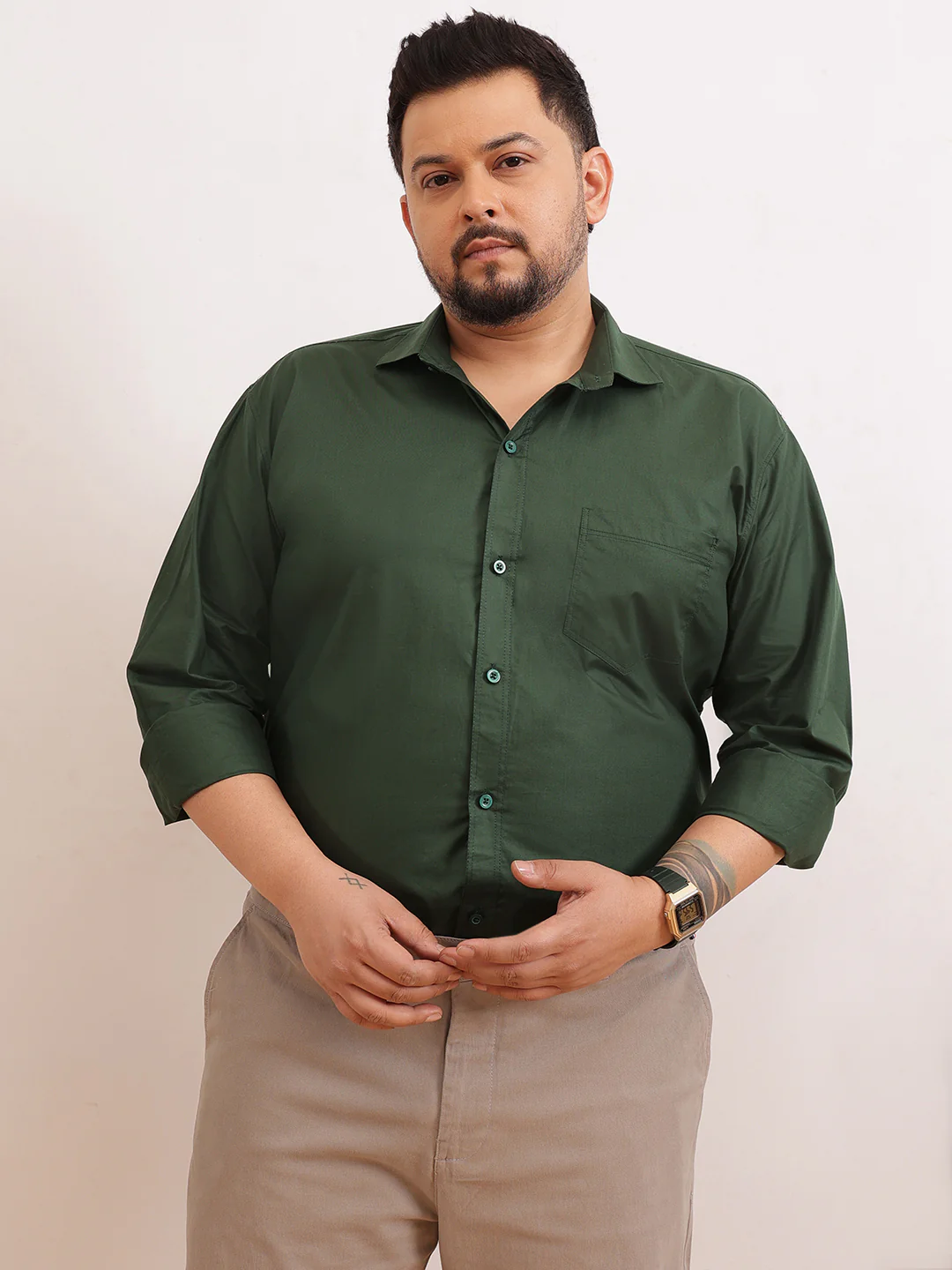 Satin Stretchable Premium Plus Size Shirt - Image 9