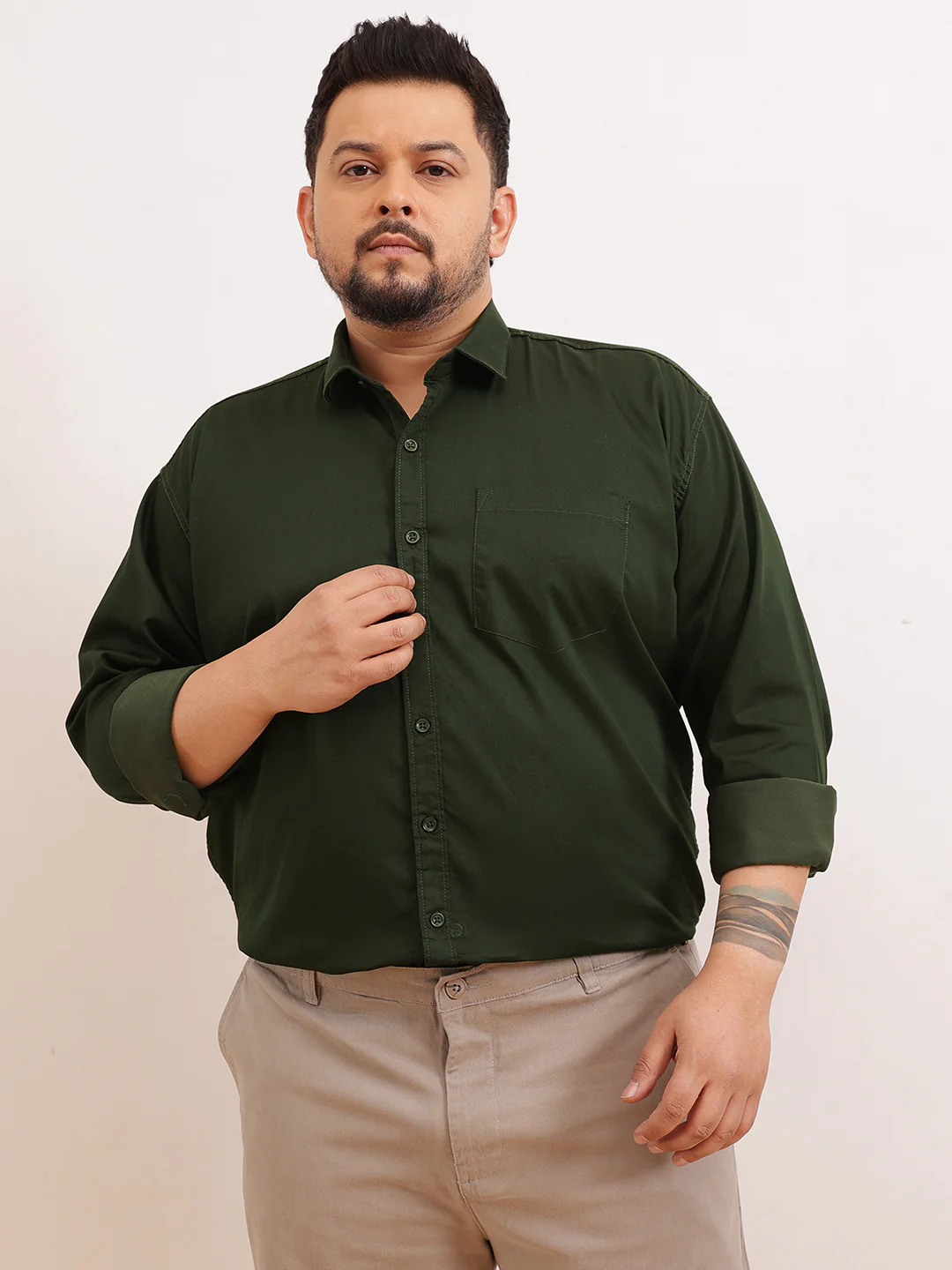 Satin Stretchable Premium Plus Size Shirt - Image 8