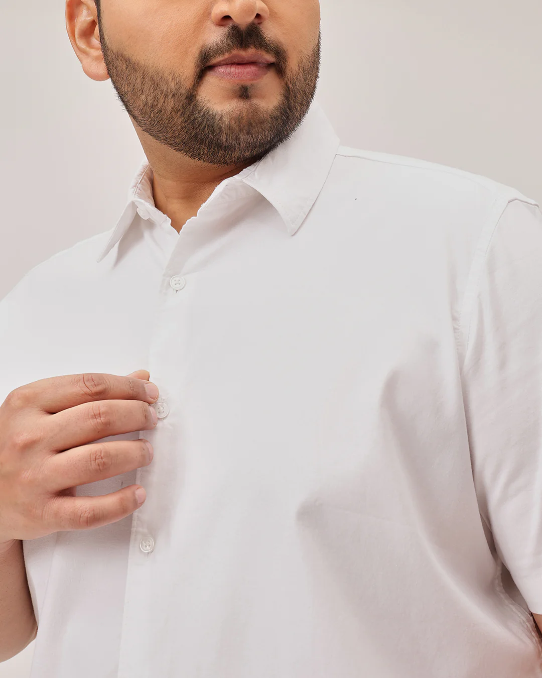 Slub Half Sleeve Solid Plus Size Shirt - Image 4