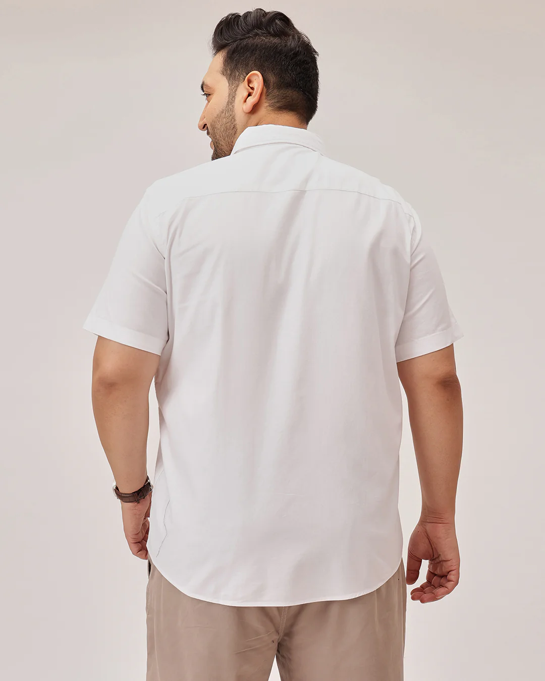 Slub Half Sleeve Solid Plus Size Shirt - Image 6