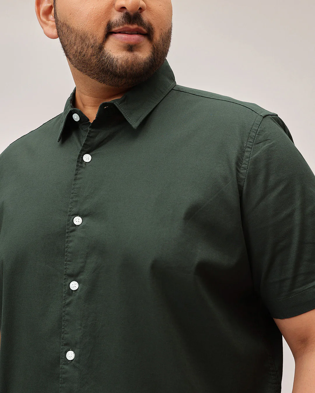 Slub Half Sleeve Solid Plus Size Shirt - Image 8