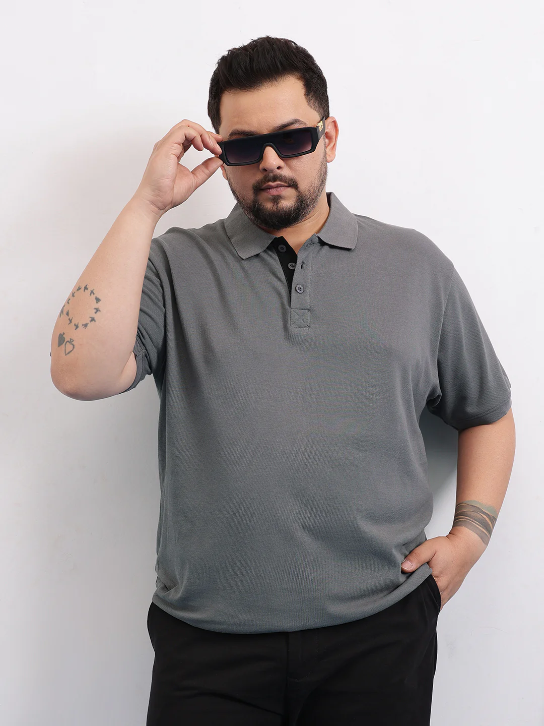 Solid Fine Cotton Plus size polo