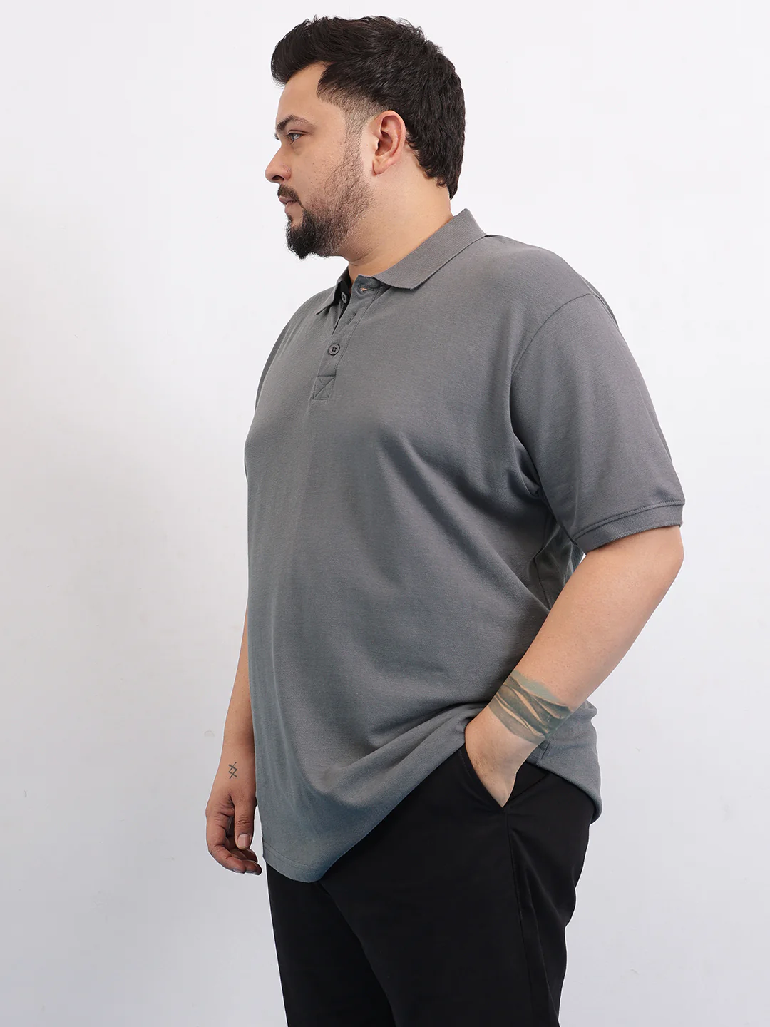 Solid Fine Cotton Plus size polo - Image 5