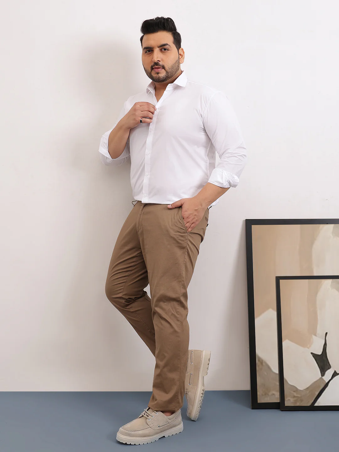 Solid Cotton Plus Size Shirt - Image 10