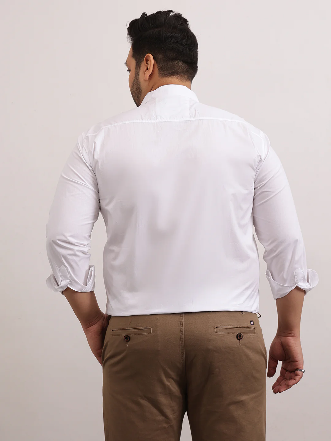 Solid Cotton Plus Size Shirt - Image 11