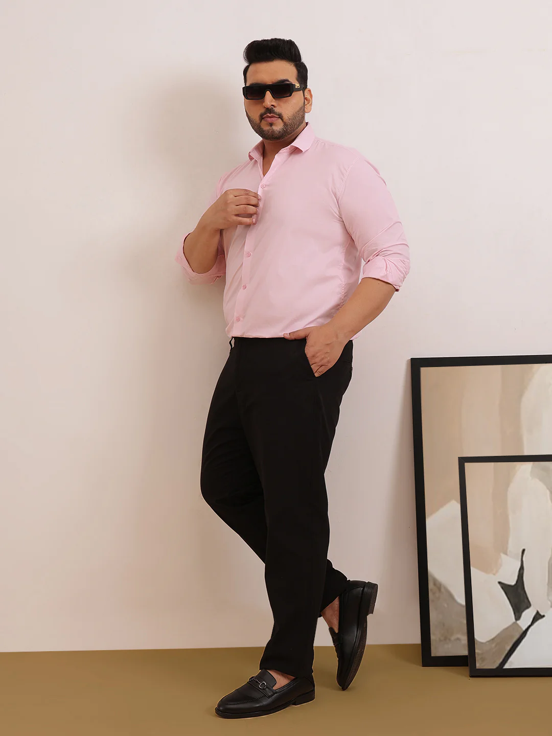 Solid Cotton Plus Size Shirt - Image 13