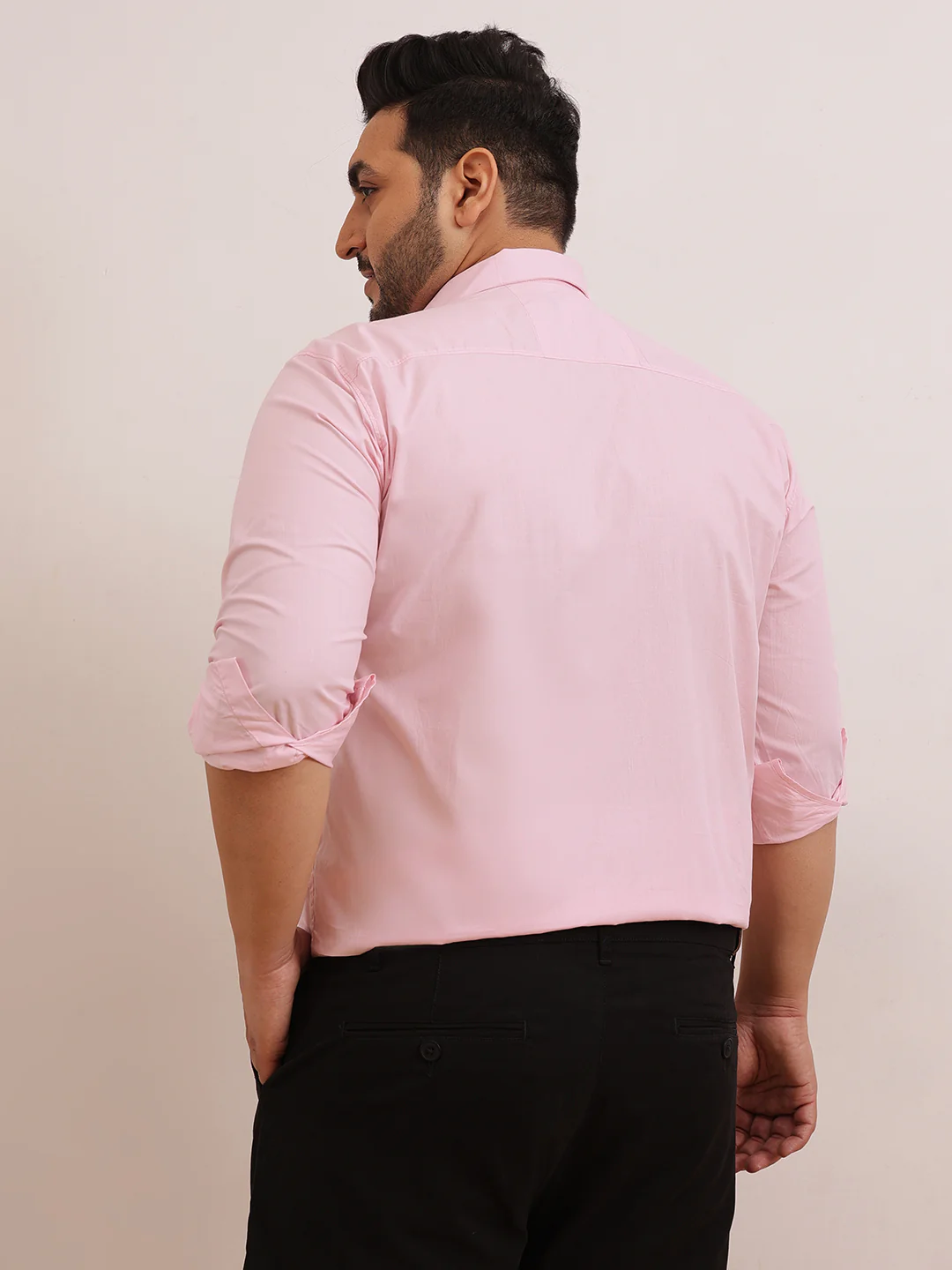 Solid Cotton Plus Size Shirt - Image 17