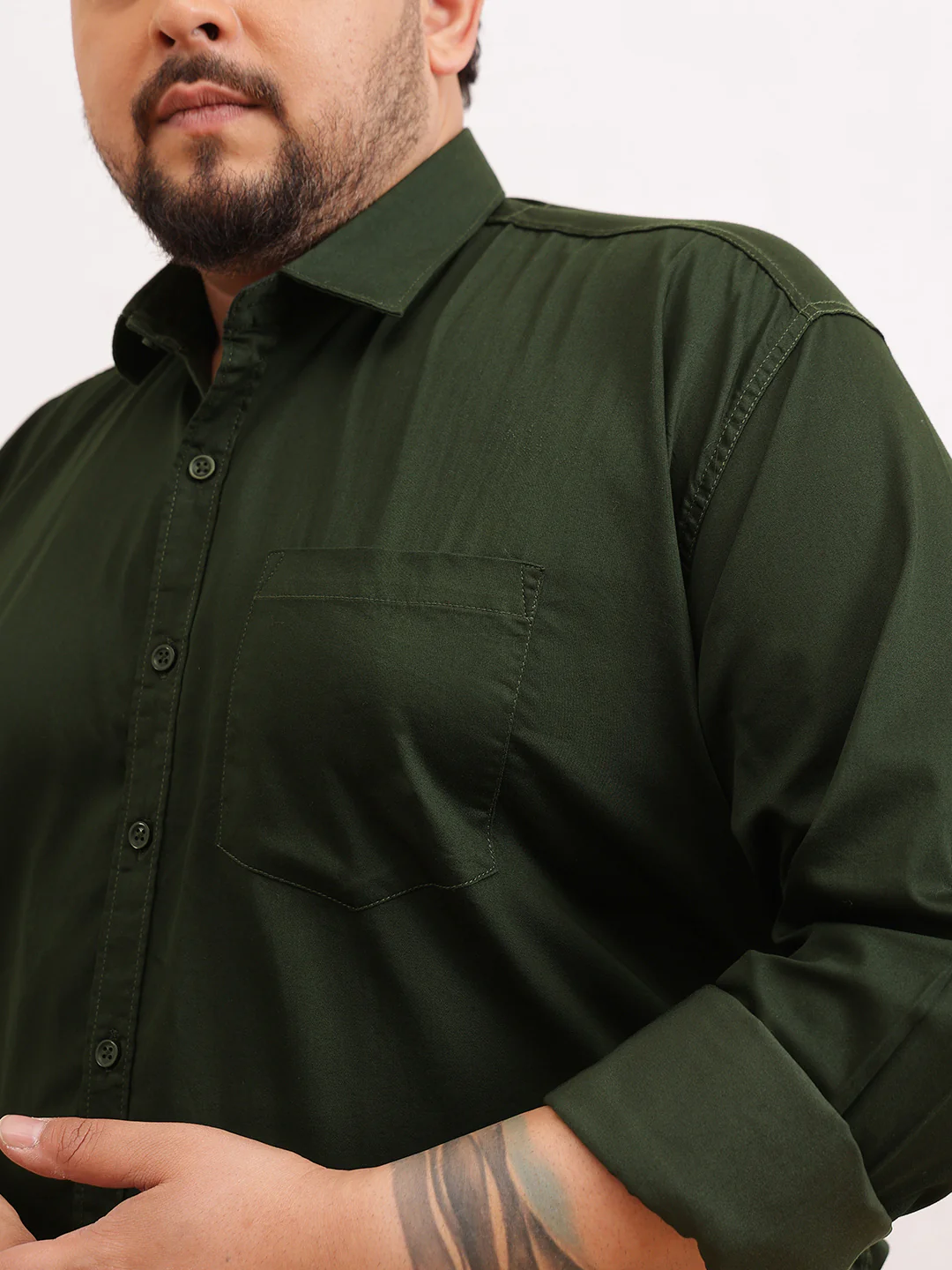 Solid Cotton Plus Size Shirt - Image 3