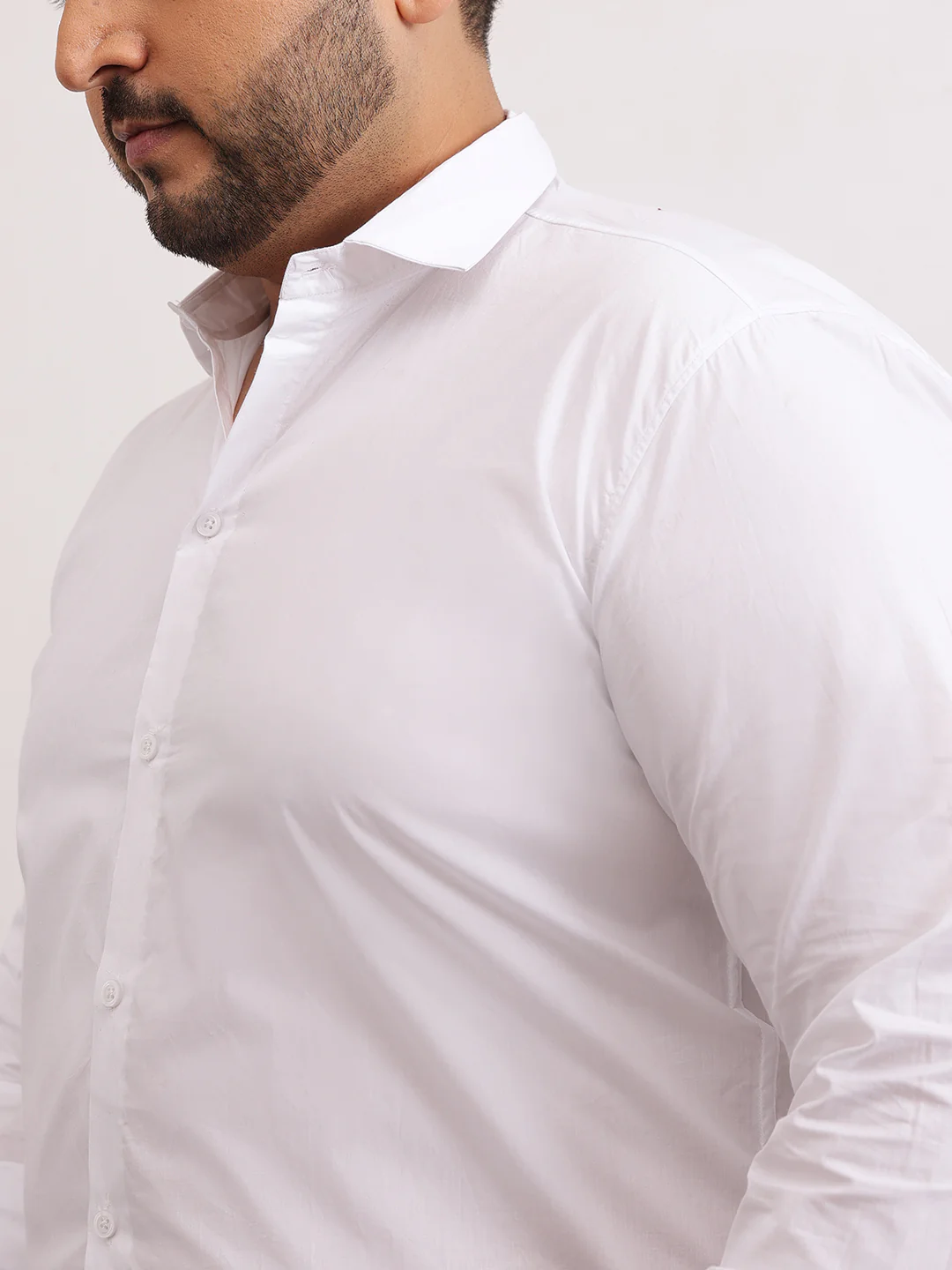 Solid Cotton Plus Size Shirt - Image 8