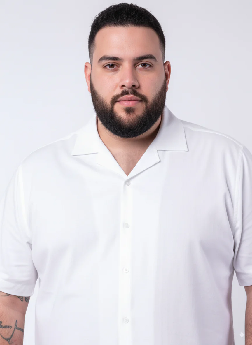 Solid Cuban Collar Plus Size Shirt - Image 6