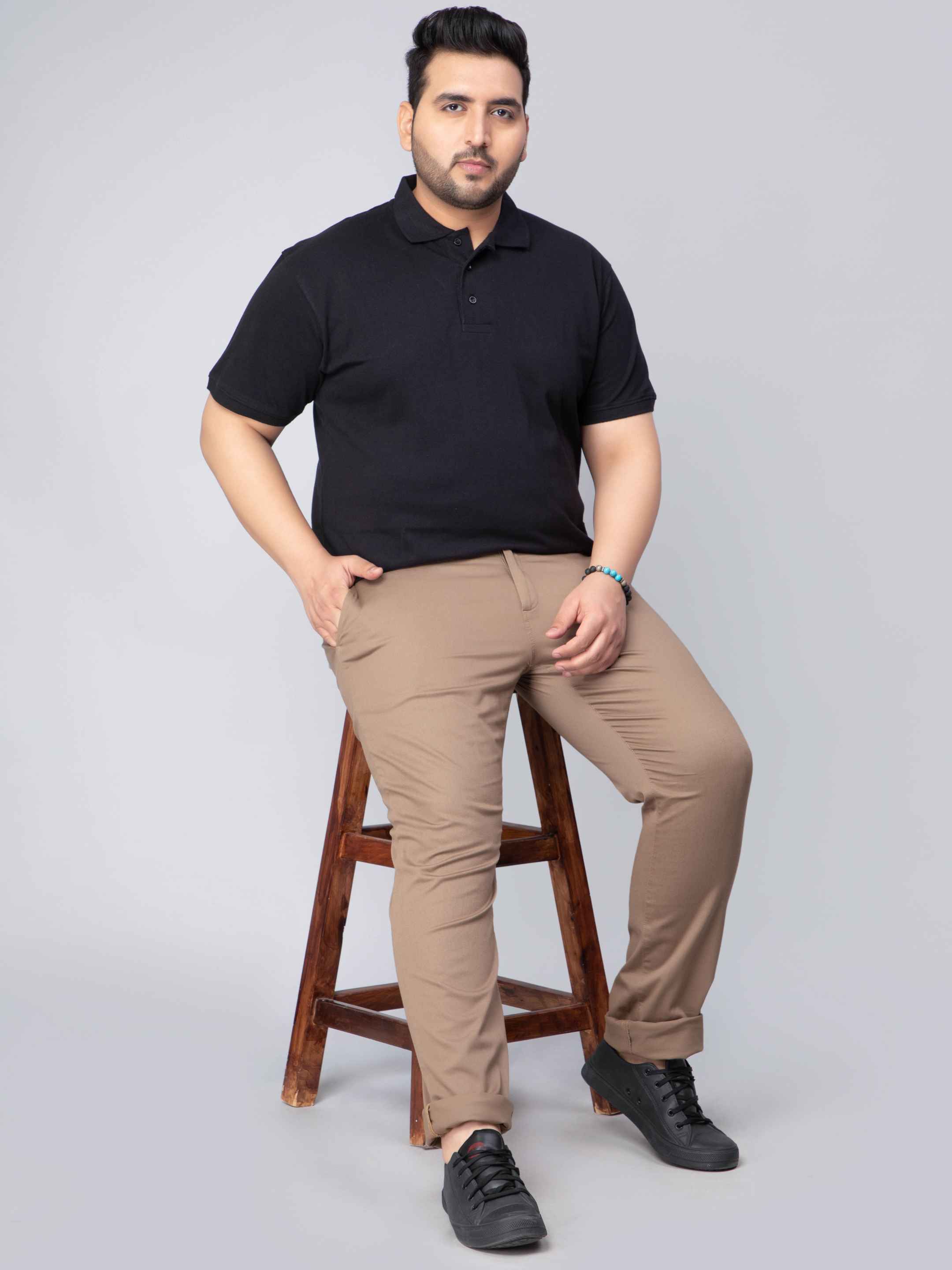 Solid Cotton Plus Size Polo T-shirt - Image 3