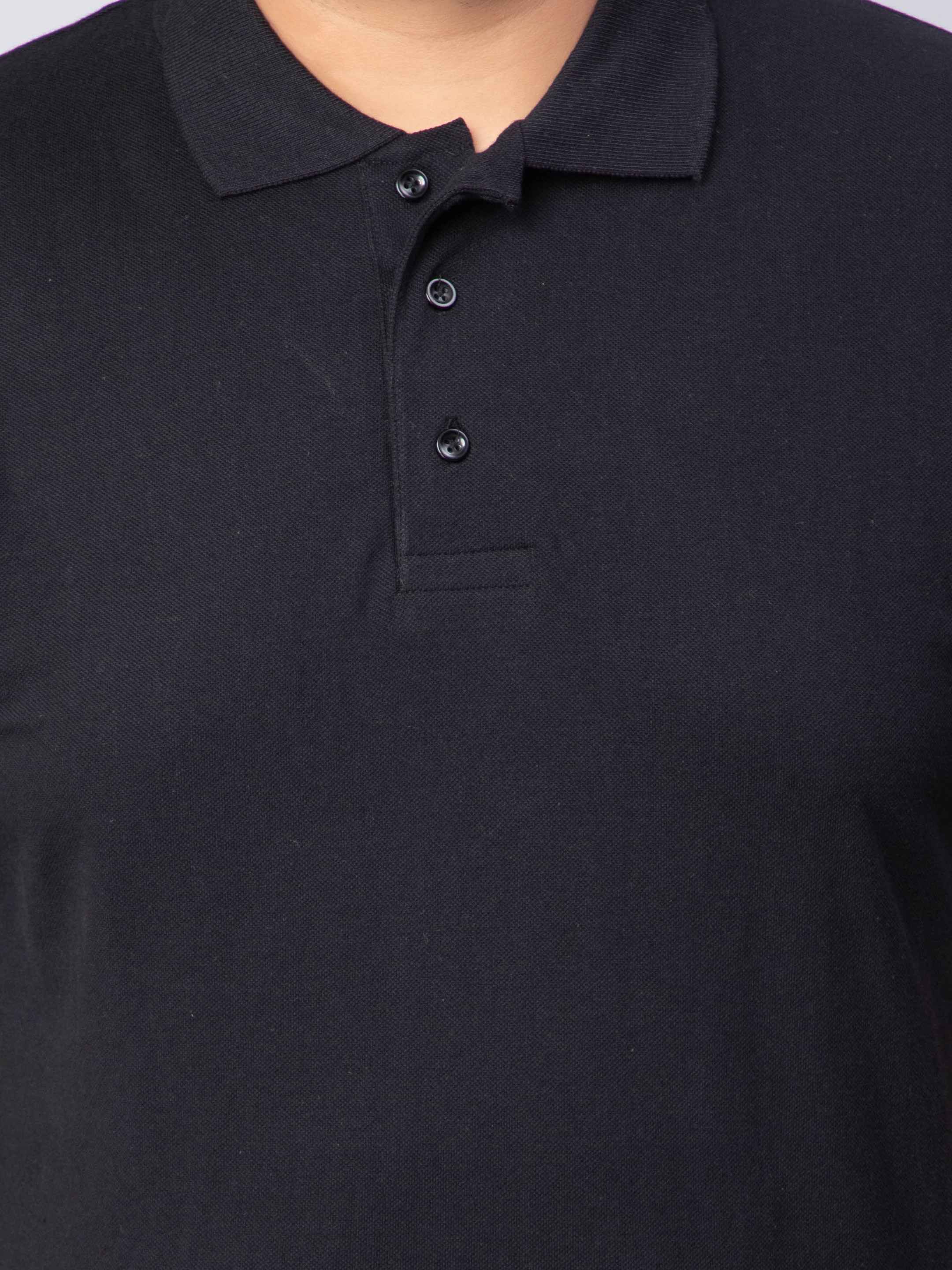 Solid Cotton Plus Size Polo T-shirt - Image 6