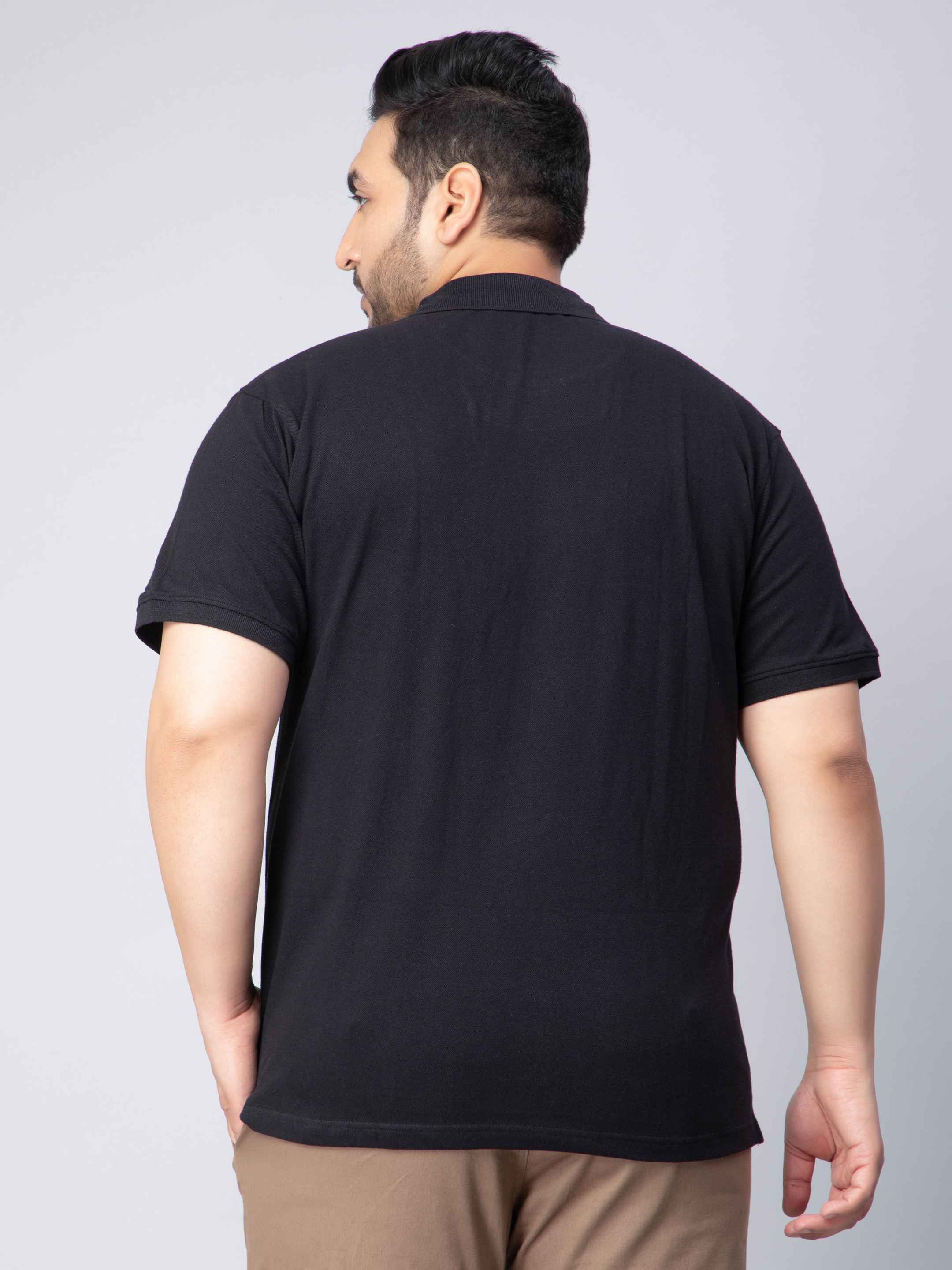 Solid Cotton Plus Size Polo T-shirt - Image 7