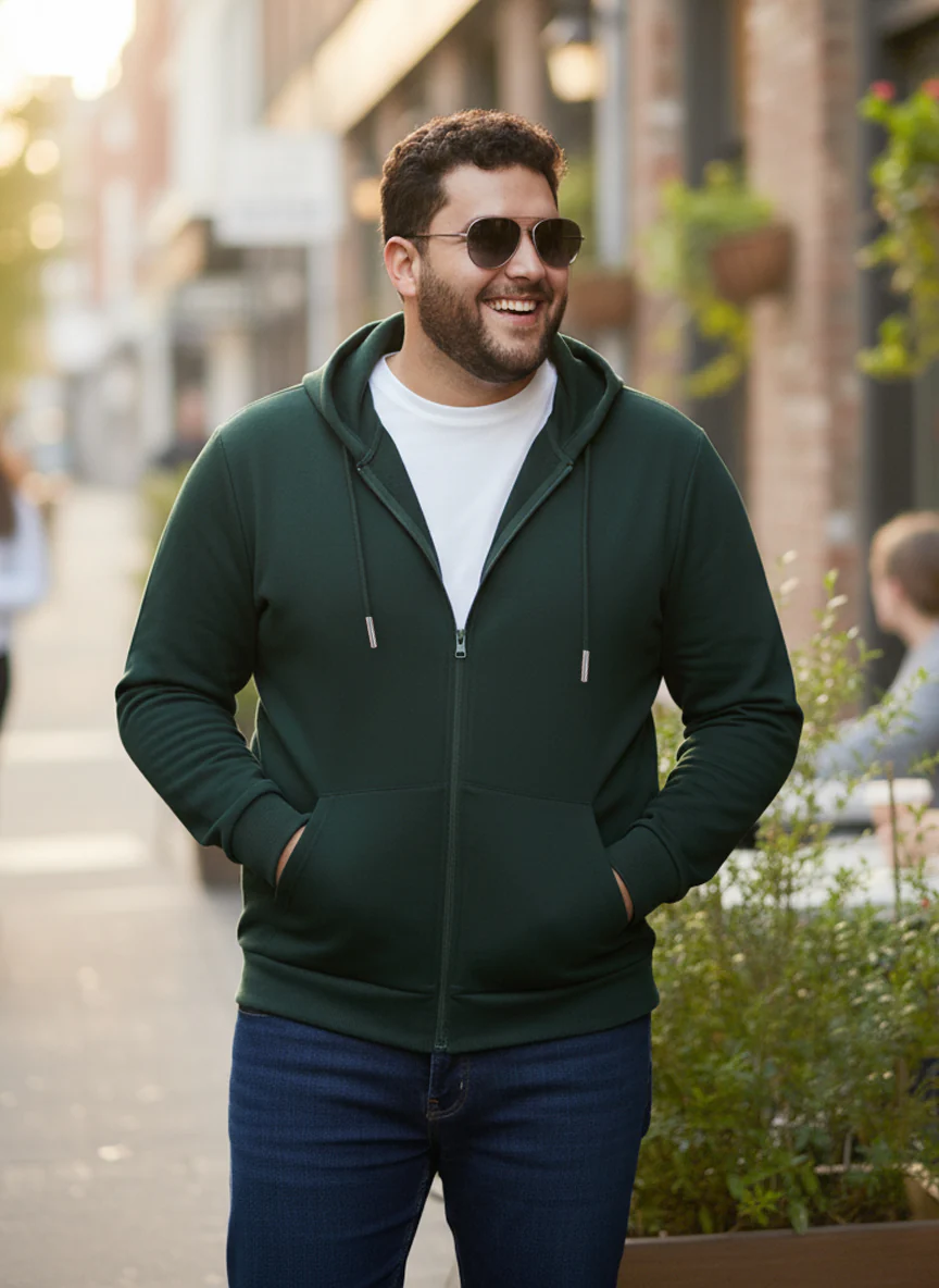 Solid Zipper Hoodie Plus Size - Image 13