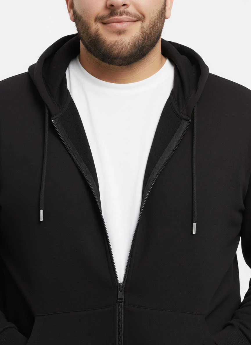 Solid Zipper Hoodie Plus Size - Image 4