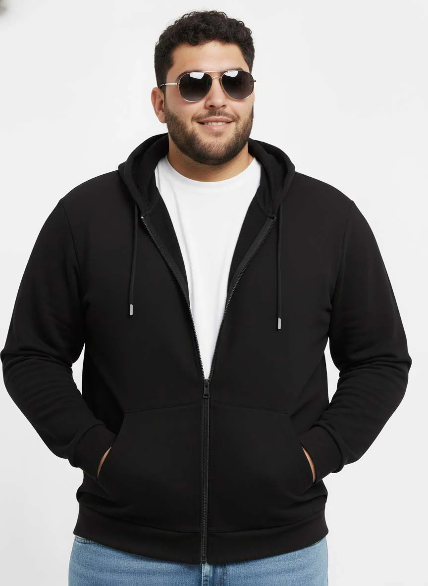 Solid Zipper Hoodie Plus Size - Image 5