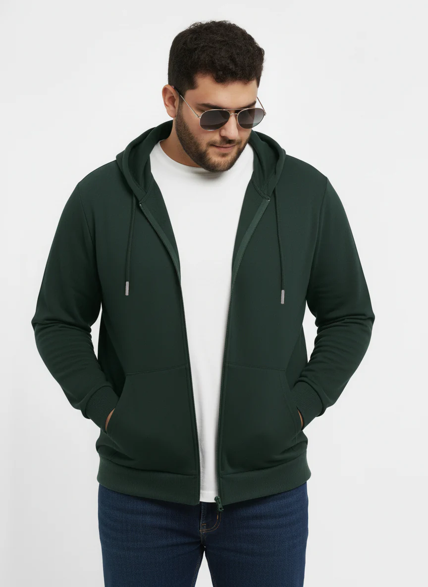 Solid Zipper Hoodie Plus Size - Image 15