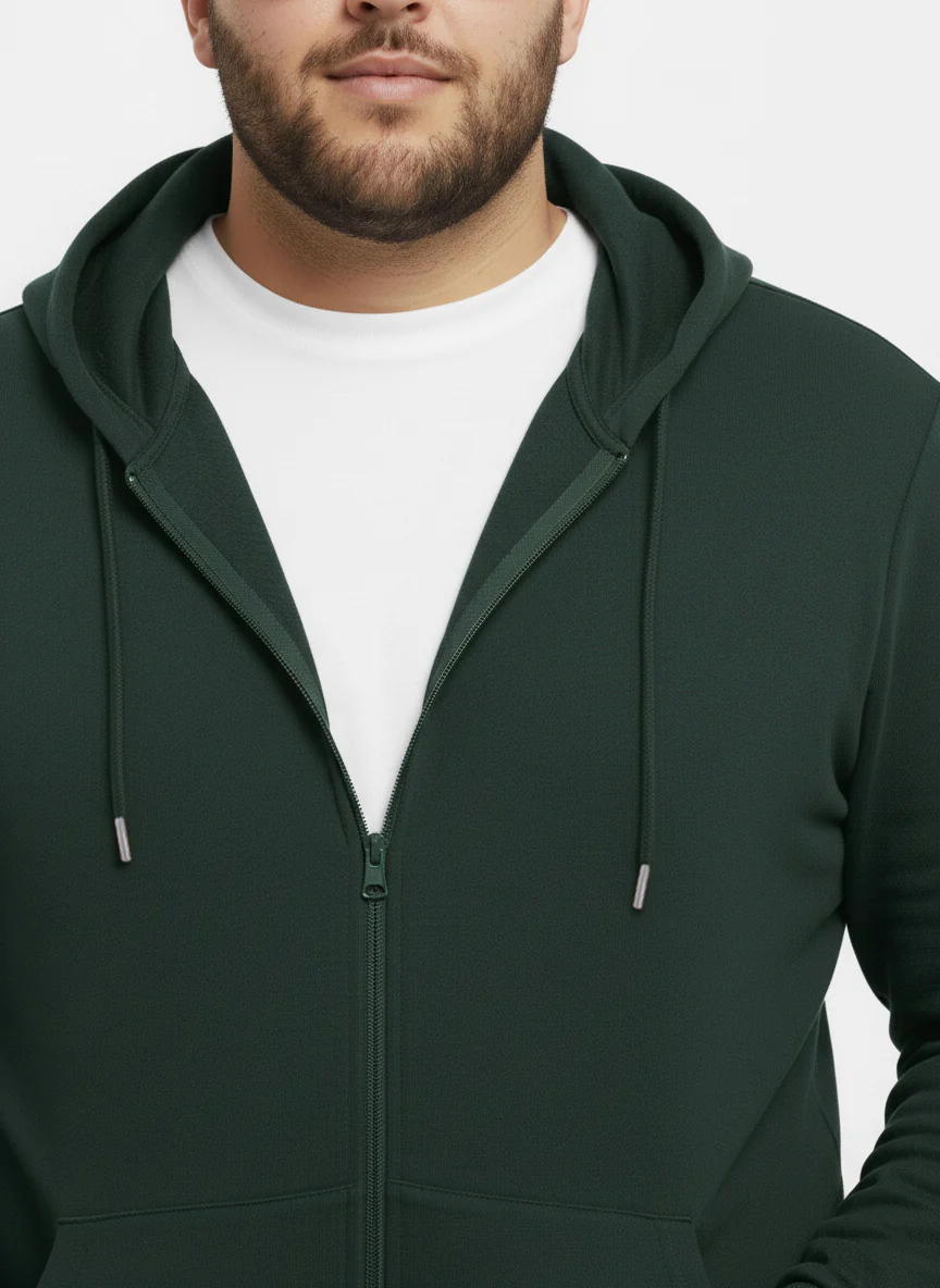 Solid Zipper Hoodie Plus Size - Image 16